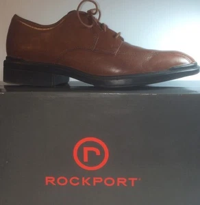 Scarpe Oxford uomo ROCKPORT pelle marrone punta alare taglia 10 ECCELLENTI - Foto 1 di 6