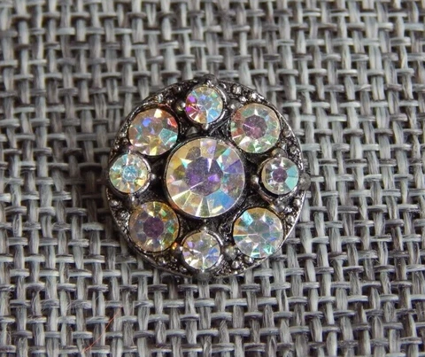 Antique Vtg  Button with Rhinstone Pastes ~Apx: 11/16"~#003-D Cover