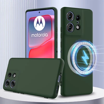 For Motorola Edge 50 Pro, Phone Case Magnetic Suction Soft Liquid Silicone Cover - Image 1 of 4