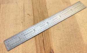 L.S. Starrett No. 1000 Tempered Steel Rule Ruler 6" Vtg, Made In USA, ENGRAVED - Picture 1 of 7