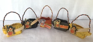 Vintage Halloween Nuss Leckerli Tassen Katze Eule Dichtungen Krepp Papier Menge 5 gedrehte Griffe - Bild 1 von 19