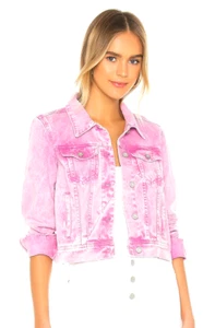 Free People ~ We The Free Rumors Denim Jacket Pink Acid Wash ~ S AU 8 10 12 US 6 - Picture 1 of 24