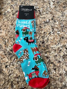 NUEVO CON ETIQUETAS CHRISTMAS SHOPPE Calcetines ADULTO TALLA 5-10 PERRO PATAS DE SANTA TURQ ROJO 1-PR CACHORRO DE NAVIDAD - Imagen 1 de 5