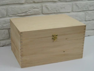 Holzkiste Schatztruhe XL 35x25x19cm unbemalt Kiefernholz Aufbewahrung Basteln FLACH - Bild 1 von 6