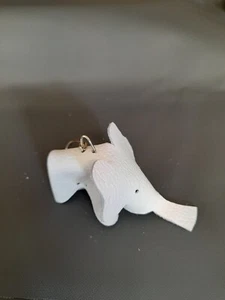 Real Leather White Elephant Keyring - Picture 1 of 3