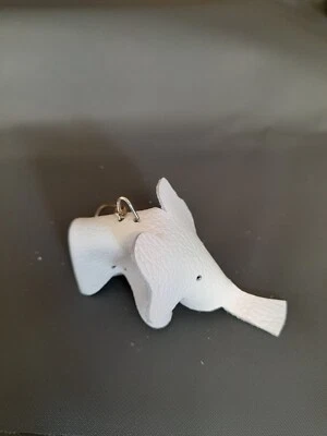 Real Leather White Elephant Keyring - Image 1 of 3