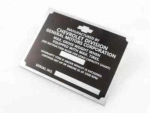 DATA PLATE FITS TO VINTAGE CHEVY CHEVEROLET1927-53 #V235-7 - Picture 1 of 7