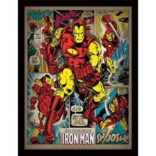Iron Man - Retro - Offiziell 30 x 40 cm gerahmter Druck Wandkunst