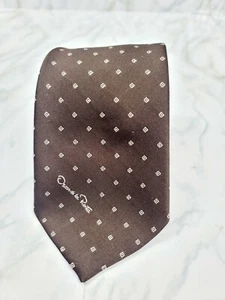 Oscar De La Renta Mens Brown Geometric Necktie Tie ! - Picture 1 of 7