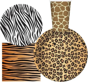 Serves 30 Guest Jungle Safari Zoo Animal Print Birthday Party Supplies Pack 9" D - Picture 1 of 12
