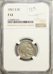 1921-S Buffalo Nickel NGC Fine F 12 #9-019 - Picture 1 of 2