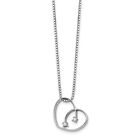 Lex & Lu Sterling Silver White Ice .02ct Diamond Heart Necklace Lal13381