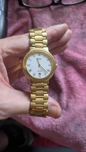 Seiko 5y39 1000 190 139 Early Nineteen Nineties Gold Plated White Dial Calendarq - Picture 1 of 9