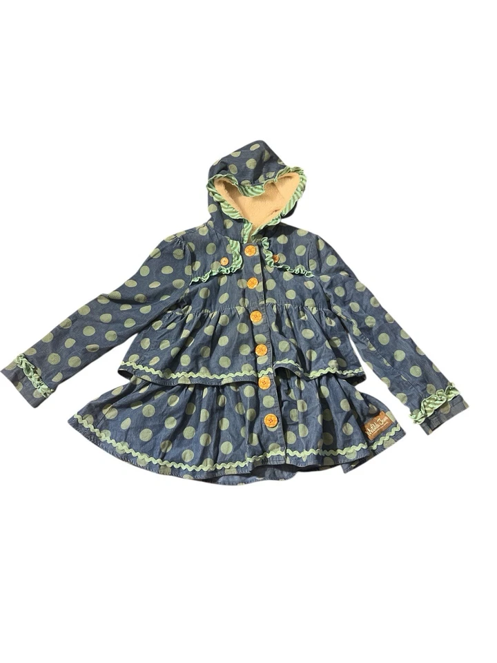 Chaqueta de pana forrada de vellón a lunares con volantes Matilda Jane con capucha talla 10 Foto 1 de 4