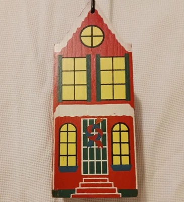 ¡Vintage! Carrito porta vino de madera con forma de casa de Navidad - Dama pintada 11x8 Foto 1 de 4