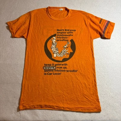 Camiseta vintage Wynns Oil para hombre grande de una sola puntada papel fino naranja Foto 1 de 4