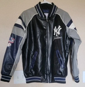 Vintage Carl Banks G-III YANKEES Full Zip Faux Leather Jacket Size Large - Picture 1 of 19