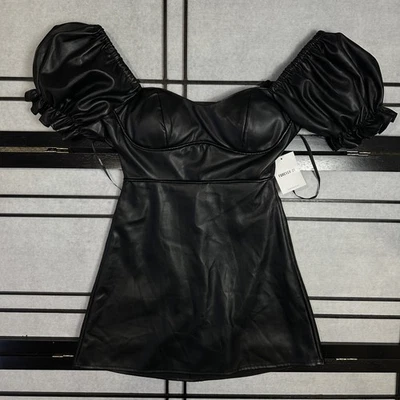 Vestido corto Forever 21 para mujer de cuero sintético negro talla pequeña Foto 1 de 4