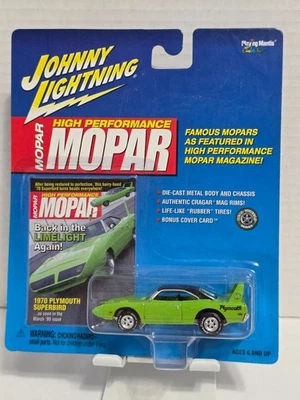 Plymouth Superbird 1970 verde alto rendimiento Mopar Johnny Lightning Car 2000 Foto 1 de 4