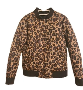 GAP reversible bomber jacket Sz Medium w/Leopard print pattern And Solid Black - Picture 1 of 10