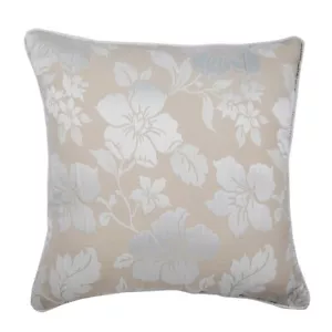 Beige Decorative Throw Pillow Cover, 16"x16" Silk Cushion - Floral Lady - Picture 1 of 3