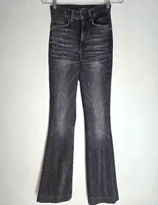 New GUESS Size 25 Pop 70's High Rise Boot Cut Jeans Faded Black - Picture 1 of 12