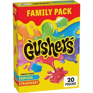 Gushers Fruit Flavored Snacks, Tropical and Strawberry Flavors, 20 Pouches 16 oz - Picture 1 of 8