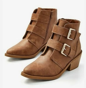 👢*NEU* Justice Mädchen/Damen Stiefel mit doppelter Schnalle braun (Carmel) Gr. 3Y/5W👢 - Bild 1 von 5