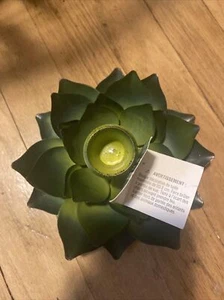 Ashland Coastal Prep Metal Open Lotus Candle Holder Green Yellow 6”X 2.5” New - Picture 1 of 3