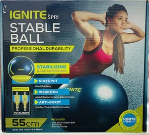 Ignite by SPRI Stable Ball Kit Blue (55 CM) With Air Pump & Exercise Guide- New - Picture 1 of 4