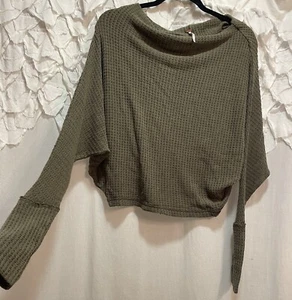 Free People Damen Top Drippy Thermo Mercury Tee Waffelstrick Grün Größe Small - Bild 1 von 7