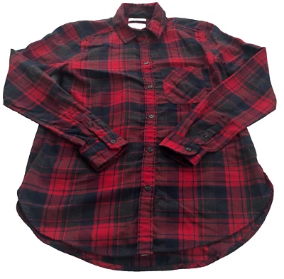 Blusa para mujer American Eagle Outfitter talla XS roja a cuadros ajuste de novio manga larga Foto 1 de 4