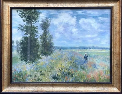 Claude Monet "Campos de amapola cerca de Argenteuil", impresión/lienzo de giclee vintage, enmarcado Foto 1 de 4