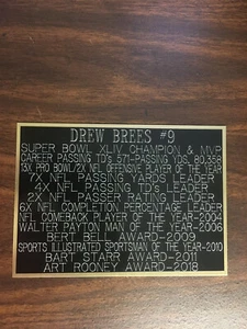 DREW BREES CAREER NAMEPLATE (5 X 7) FOR SIGNED BALL CASE/JERSEY CASE/PHOTO - Picture 1 of 1