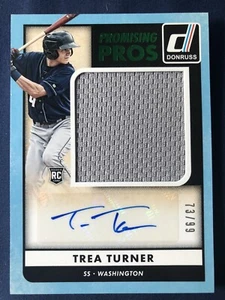 TREA TURNER 2016 Donruss Promising Pros Jumbo Patch AUTO GREEN Parallel #73/99 - Picture 1 of 4