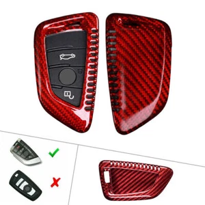Remote Car Key Shell Cover Carbon Fiber Fit BMW X1 F48 X5 F15 X6 F165 F45 Red - Foto 1 di 9