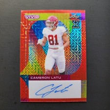 Cameron Latu Auto Mojo Red 2023 Leaf Vivid XRC Alabama/49ers
