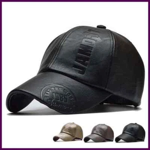 Men Vintage Adjustable Baseball Cap PU Leather snapback Hat Para Hombre Mens - Picture 1 of 26