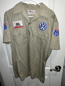 Volkswagen Uniform Utility Work Boy Scout Style Shirt M Dickies Patches Route 66 - Picture 1 of 5