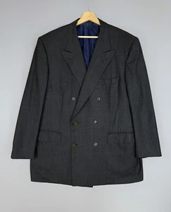 BRIONI Men's Gray Wool Double Breasted Blazer Jacket Rare Vintage Size 46 / 56 R - Picture 1 of 16