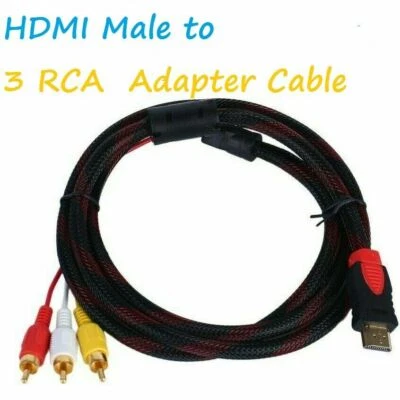 HDMI to 3 RCA Phono Red White Yellow Cable AV Audio Video Lead Universal 1.5M - Image 1 of 4