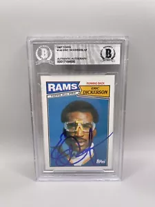 Tarjeta firmada por Eric Dickerson 1987 Topps #146 Beckett Auto Rams Salón de la fama - Imagen 1 de 2