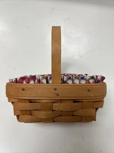 Longaberger 1999 6 Zoll x 4 Zoll x 2-1/4 Zoll Korb mit karierter Einlage & Kunststoffschutz - Bild 1 von 5