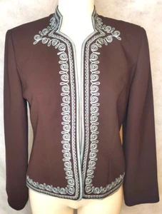 Western jacket brown/Turq Ladies Vintage size: 6 embroidered edgeTurq/lining - Picture 1 of 8