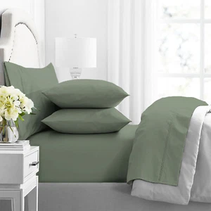 Renee Taylor Premium 1000TC Egyptian Cotton King Bed Sheet/Pillowcase Juniper - Picture 1 of 1
