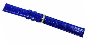 Montre Bracelet de Fermoir Croco Brillant Bracelet en Cuir 26 MM Bleu Foncé - Picture 1 of 1