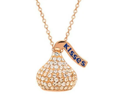 NUEVO CON ETIQUETAS - COLLAR COLGANTE CRISTAL CHAPADO EN ORO ROSA HERSHEY'S KISSES Damas Foto 1 de 4