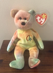 Peace Bear 5th Gen 1996 Retired Beanie Baby Stamped 102 Ty Inc. Collectible - Picture 1 of 10