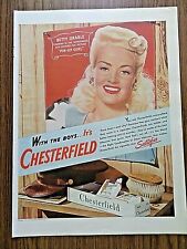 1944 Chesterfield Cigarettes Ad Hollywood Movie Star Betty Grable