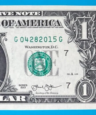 April 28, 2015 : G 04282015 G BIRTHDAY Note $1 One Dollar Bill *UNC* - Image 1 of 3